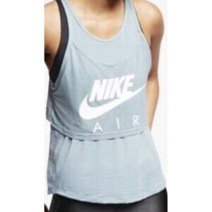 Nike Air Tank Top Shirt Womens Small Gray Stretch Racerback Running Yoga Layered